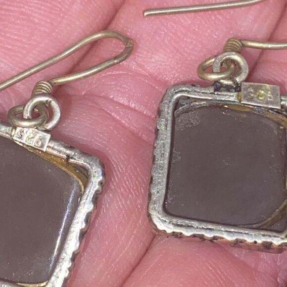 Purple/Gray Agate Sterling Silver Hook Earrings - Picture 6 of 8